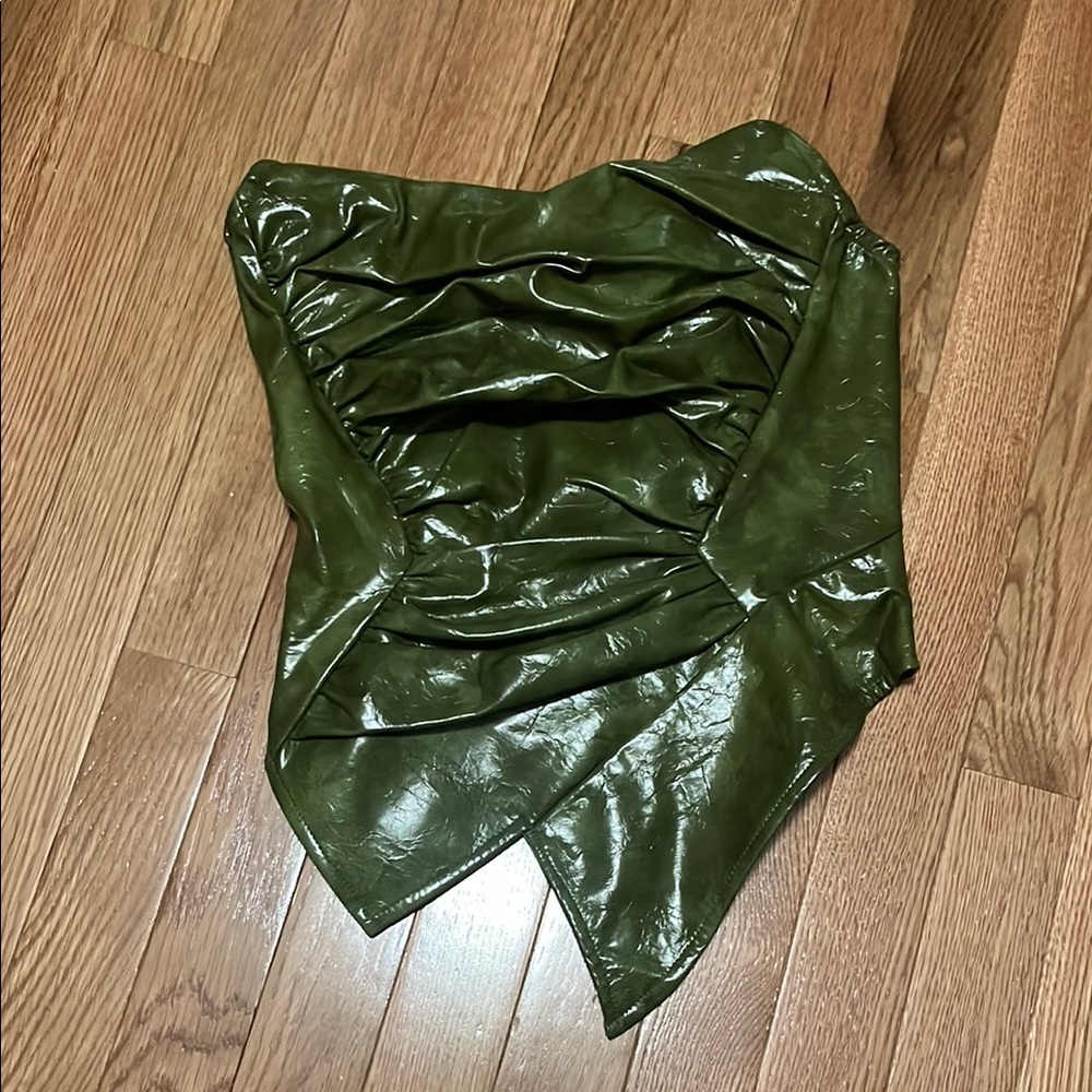 Olive Green Faux Leather top